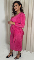 CurveWow Plisse Wrap Top Fuchsia