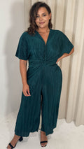 CurveWow Plisse Knot Jumpsuit Pine Green