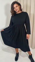 CurveWow Elasticated Waist Midi Dress Black