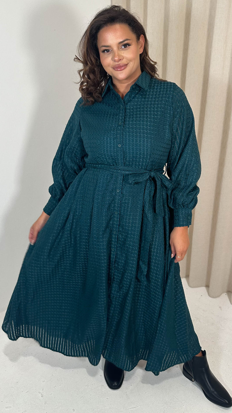 CurveWow Square Net Shirt Dress Teal