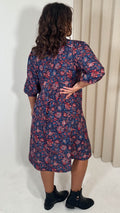 CurveWow V Neck Smock Dress Multi Paisley Print