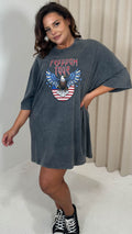 CurveWow Acid Wash Grunge T Dress Charcoal