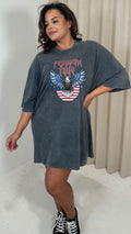 CurveWow Acid Wash Grunge T Dress Charcoal