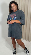 CurveWow Acid Wash Grunge T Dress Charcoal