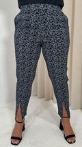 CurveWow Ditsy Print Split Hem Trouser Mono Ditsy