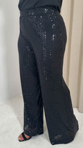 CurveWow Sequin Wide Leg Trouser Black