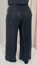 CurveWow Sequin Wide Leg Trouser Black