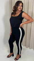 CurveWow Tape Side Cigarette Trouser Black and White