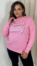 CurveWow Santa Baby Christmas Knitted Jumper Pink