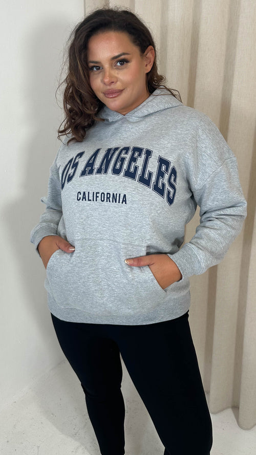 CurveWow 'Los Angeles' Slogan Hoodie Grey