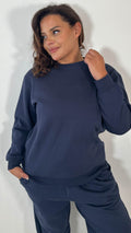 CurveWow Basic Crew Neck Sweat Navy