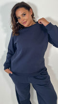 CurveWow Basic Crew Neck Sweat Navy