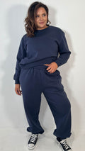 CurveWow Basic Crew Neck Sweat Navy