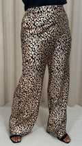 CurveWow Animal Glitter Wideleg Trourser Gold