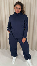 CurveWow Funnel Neck Sweatshirt Navy