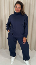 CurveWow Funnel Neck Sweatshirt Navy