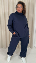 CurveWow Funnel Neck Sweatshirt Navy