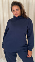 CurveWow Funnel Neck Sweatshirt Navy