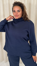 CurveWow Funnel Neck Sweatshirt Navy