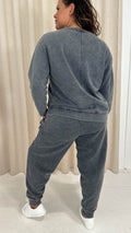 CurveWow Acid Wash Jogger Charcoal Grey