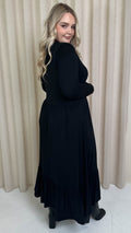 CurveWow Collared Button Smock Dress Black
