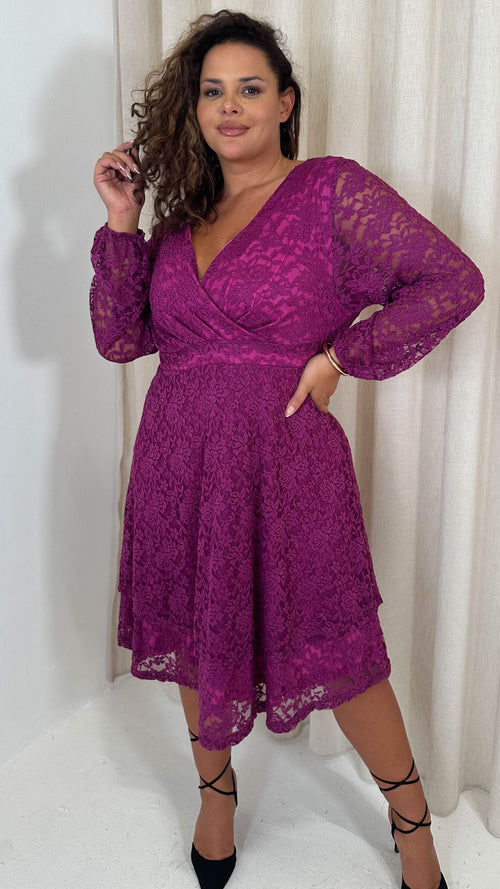 Plus size purple skater dress hotsell