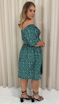 CurveWow Smock Dress Green Disty Floral