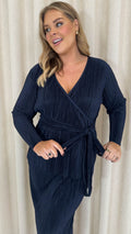 CurveWow Plisse Wrap Top Navy