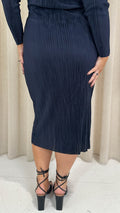 CurveWow Plisse Midi Skirt Navy