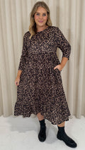 CurveWow Smock Dress With Pockets Leopard