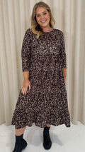 CurveWow Smock Dress With Pockets Leopard