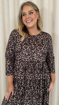 CurveWow Smock Dress With Pockets Leopard