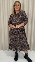 CurveWow Smock Dress With Pockets Leopard