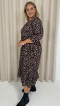 CurveWow Smock Dress With Pockets Leopard