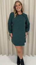 CurveWow Printed Tie Sleeve Shift Dress Teal Spot