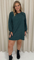 CurveWow Printed Tie Sleeve Shift Dress Teal Spot