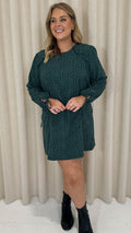 CurveWow Printed Tie Sleeve Shift Dress Teal Spot