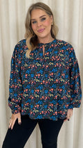 CurveWow Tie Neck Blouse Multi Floral