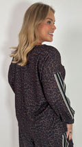 CurveWow Printed Tape Shoulder Long Sleeve Top Leopard