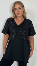 CurveWow Sequin Shrug Black