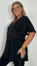 CurveWow Sequin Shrug Black