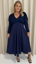 CurveWow Midaxi Lace Bodice Dress Navy