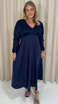 CurveWow Midaxi Lace Bodice Dress Navy