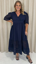 Curvewow Shiffly Panel Wrap Maxi Dress Navy