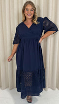 Curvewow Shiffly Panel Wrap Maxi Dress Navy