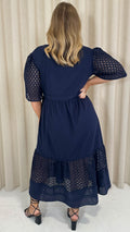 Curvewow Shiffly Panel Wrap Maxi Dress Navy