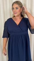 Curvewow Shiffly Panel Wrap Maxi Dress Navy