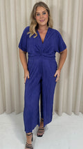 CurveWow Plisse Knot Jumpsuit Cadbury Purple