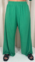 CurveWow Textured Wide Leg Trouser Green