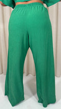 CurveWow Textured Wide Leg Trouser Green